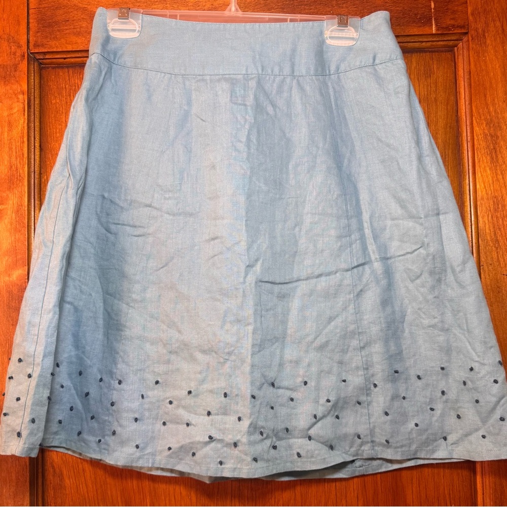 Boden Pale Blue Linen A line Skirt Size 6R